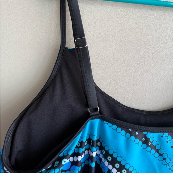 Blue and Black Tankini Top Swim Camisole - Picture 5 of 8